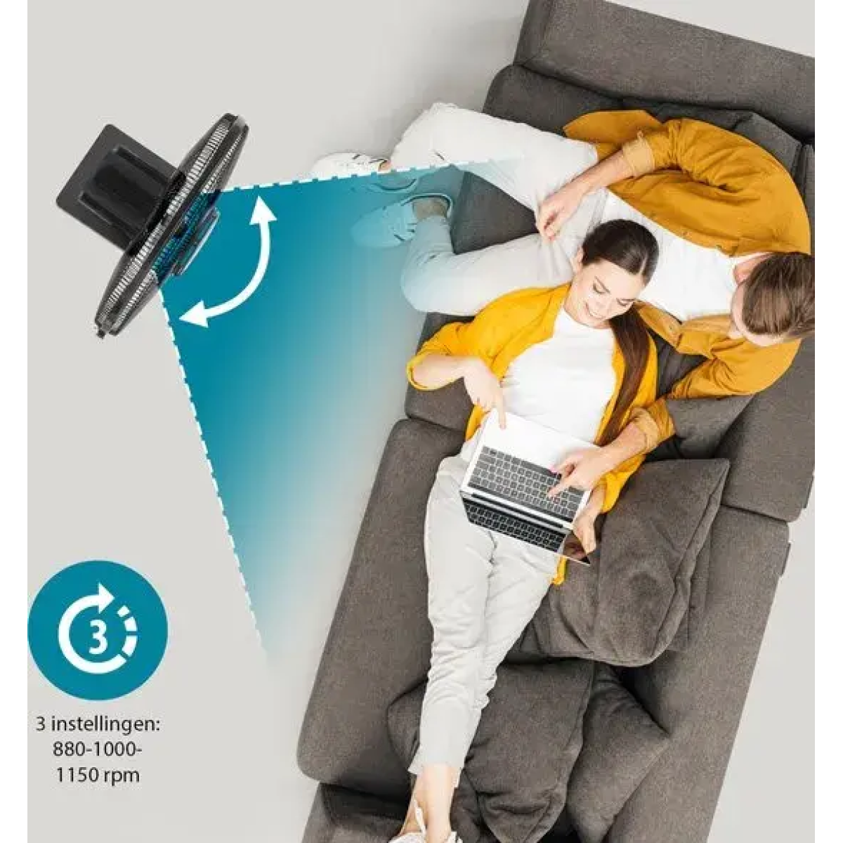 mistventilator 40 cm – met ionisator & timerfunctie – 3 snelheden – oscillerend – tristar ve-5884 – zwart