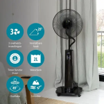 Mistventilator 40 cm – Met Ionisator & Timerfunctie – 3 Snelheden – Oscillerend – Tristar VE-5884 – Zwart