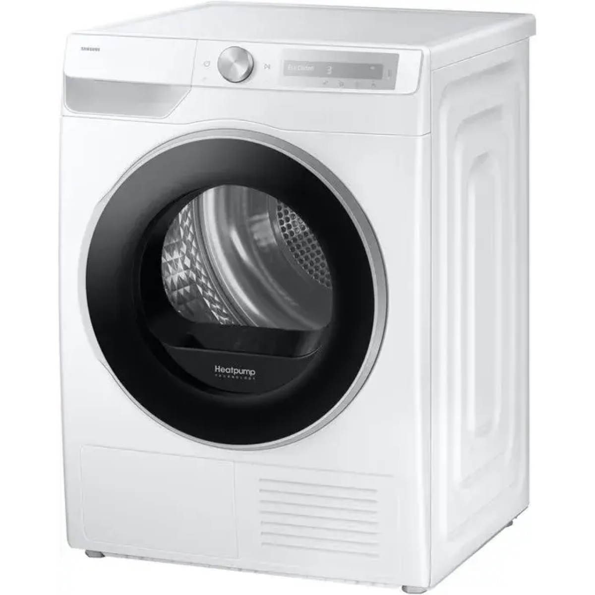 samsung dv90dg6845lh, vrijstaand, voorlader, warmtepomp, wit, draaiknop, touch, rechts