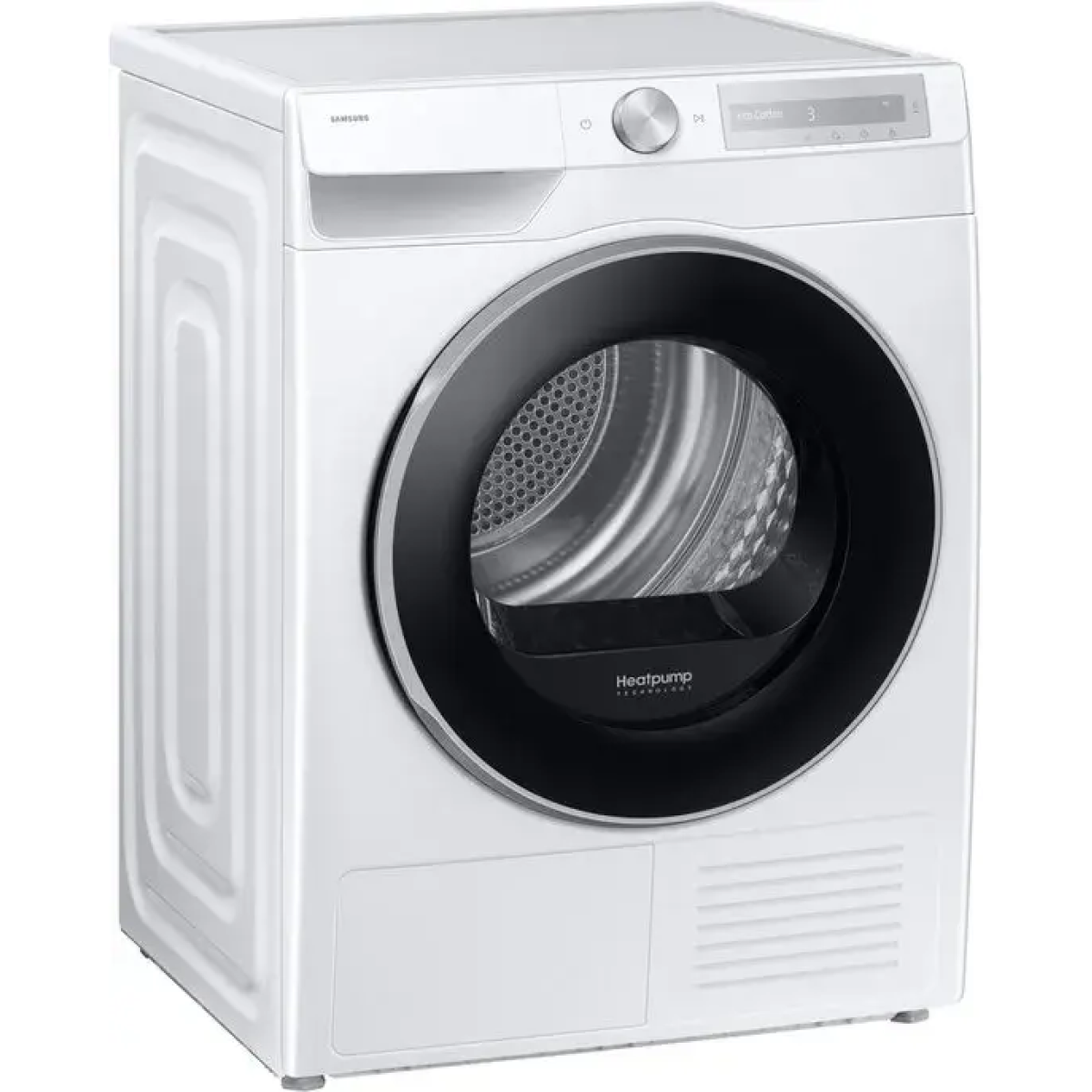 samsung dv90dg6845lh, vrijstaand, voorlader, warmtepomp, wit, draaiknop, touch, rechts