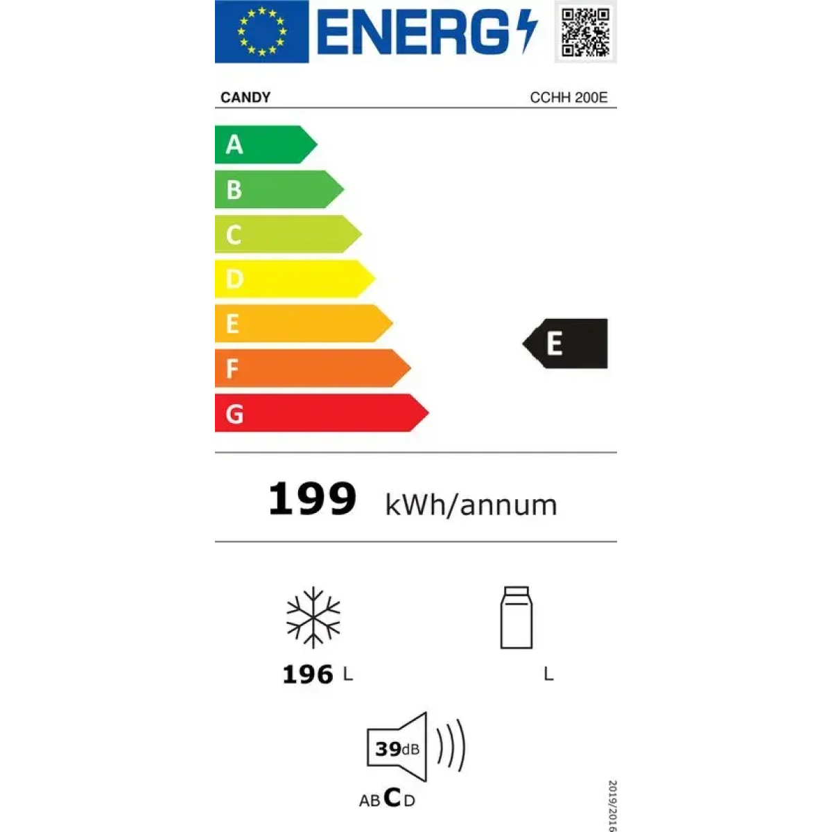 candy artico cchh 200e vrieskist – 200 liter – energiezuinig – wit – stil