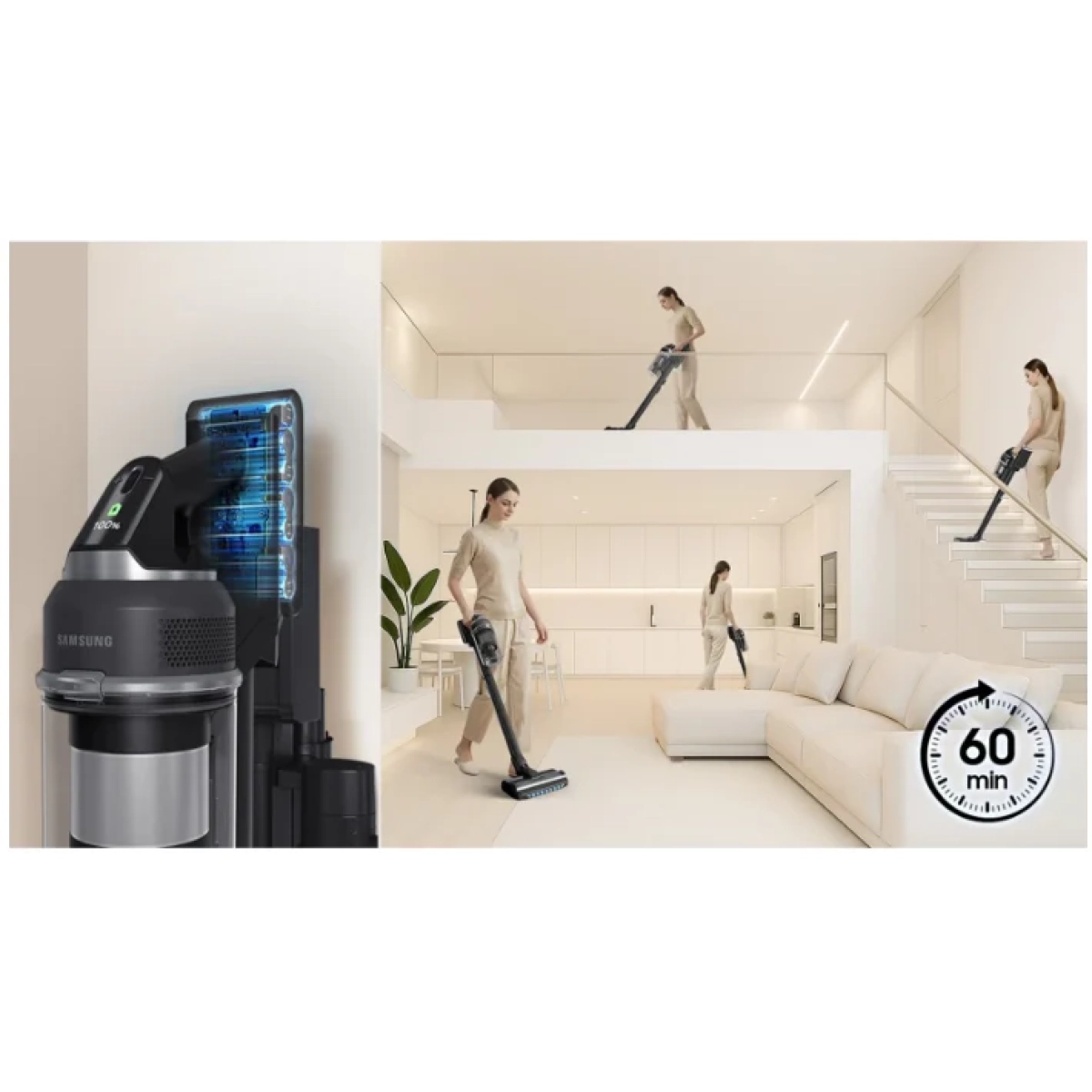 samsung vs70h28glt/wa jet 95s pet steelstofzuiger -accuduur 60min - teal green - afbeelding 8