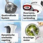 Bosch MSM4W220 ErgoMaster - Staafmixer - 600W - Inclusief Hakmolen - Wit/Donkergrijs - Afbeelding 9