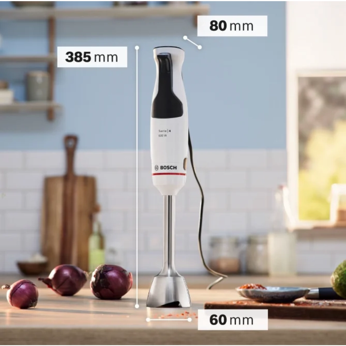 bosch msm4w220 ergomaster - staafmixer - 600w - inclusief hakmolen - wit/donkergrijs - afbeelding 7
