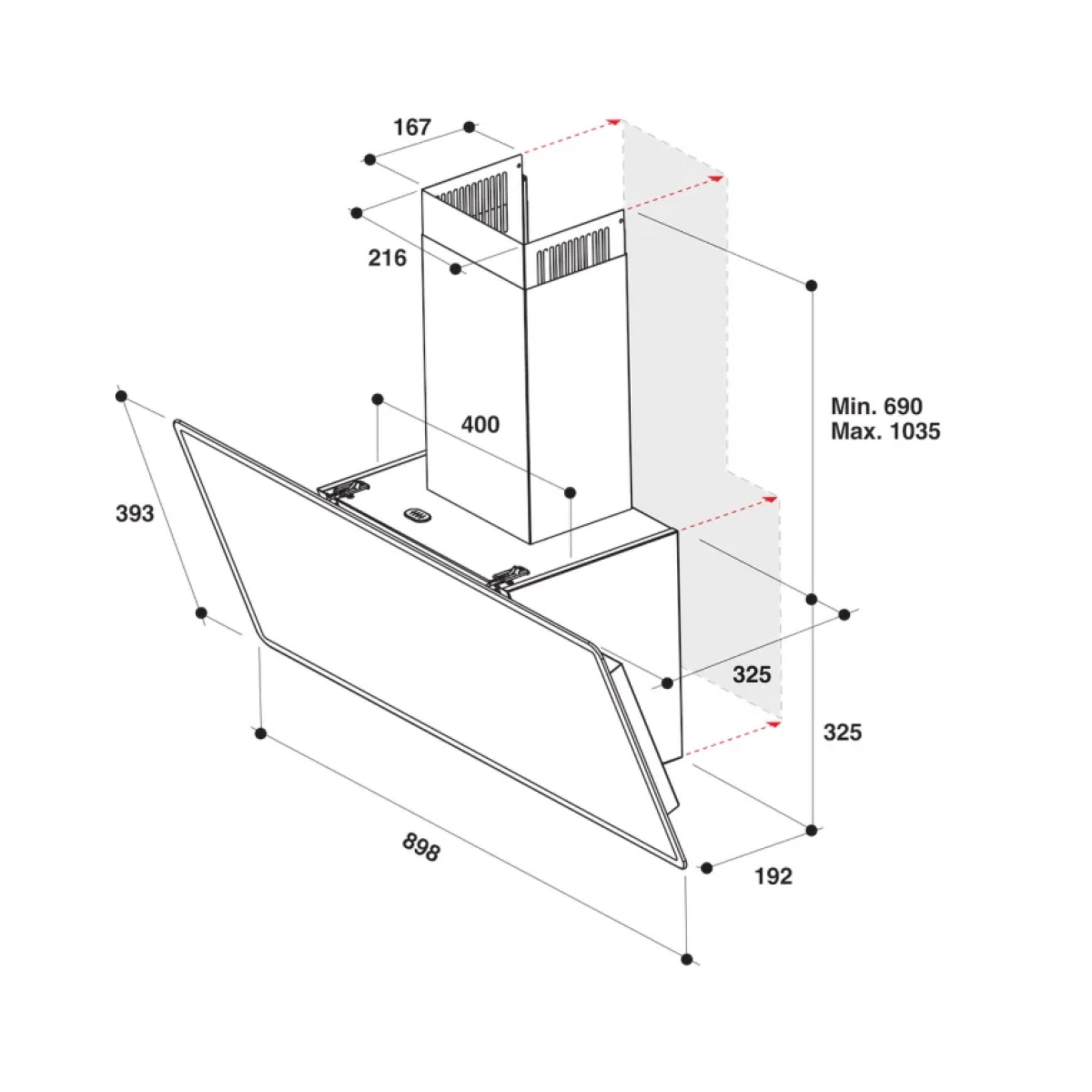 whirlpool whvf92fltk wanddampkap zwart - 90cm - 255 - 470 - 660 m3/uur | led-verlichting - afbeelding 6