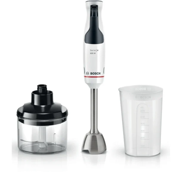 bosch msm4w220 ergomaster - staafmixer - 600w - inclusief hakmolen - wit/donkergrijs