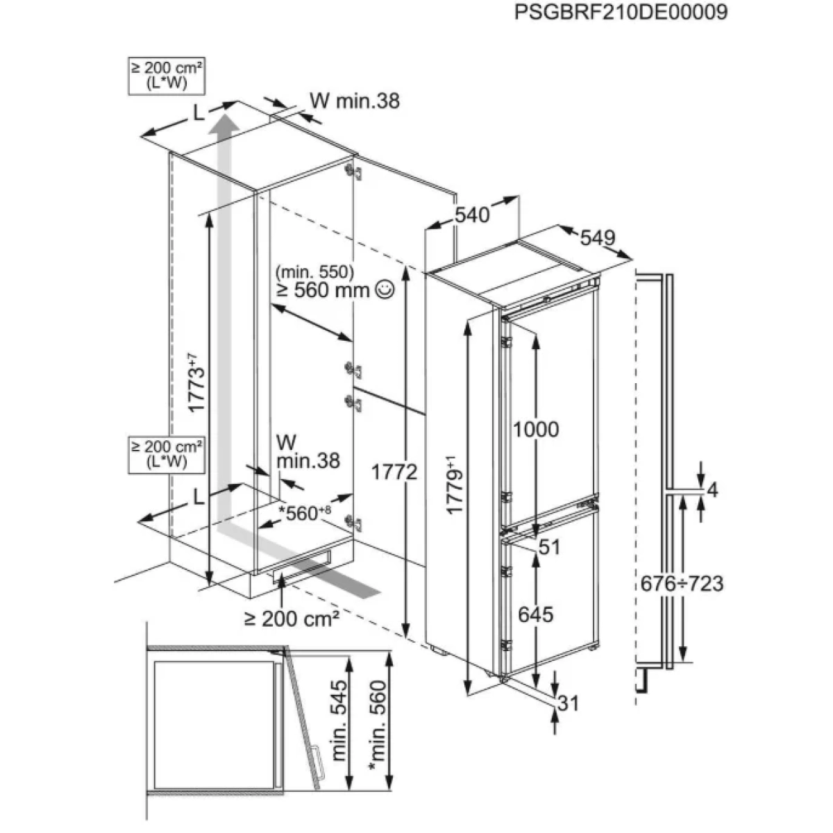 electrolux ent6me18sx inbouw koel-vries combinatie 249 l wit - no frost - sleepdeur - afbeelding 10
