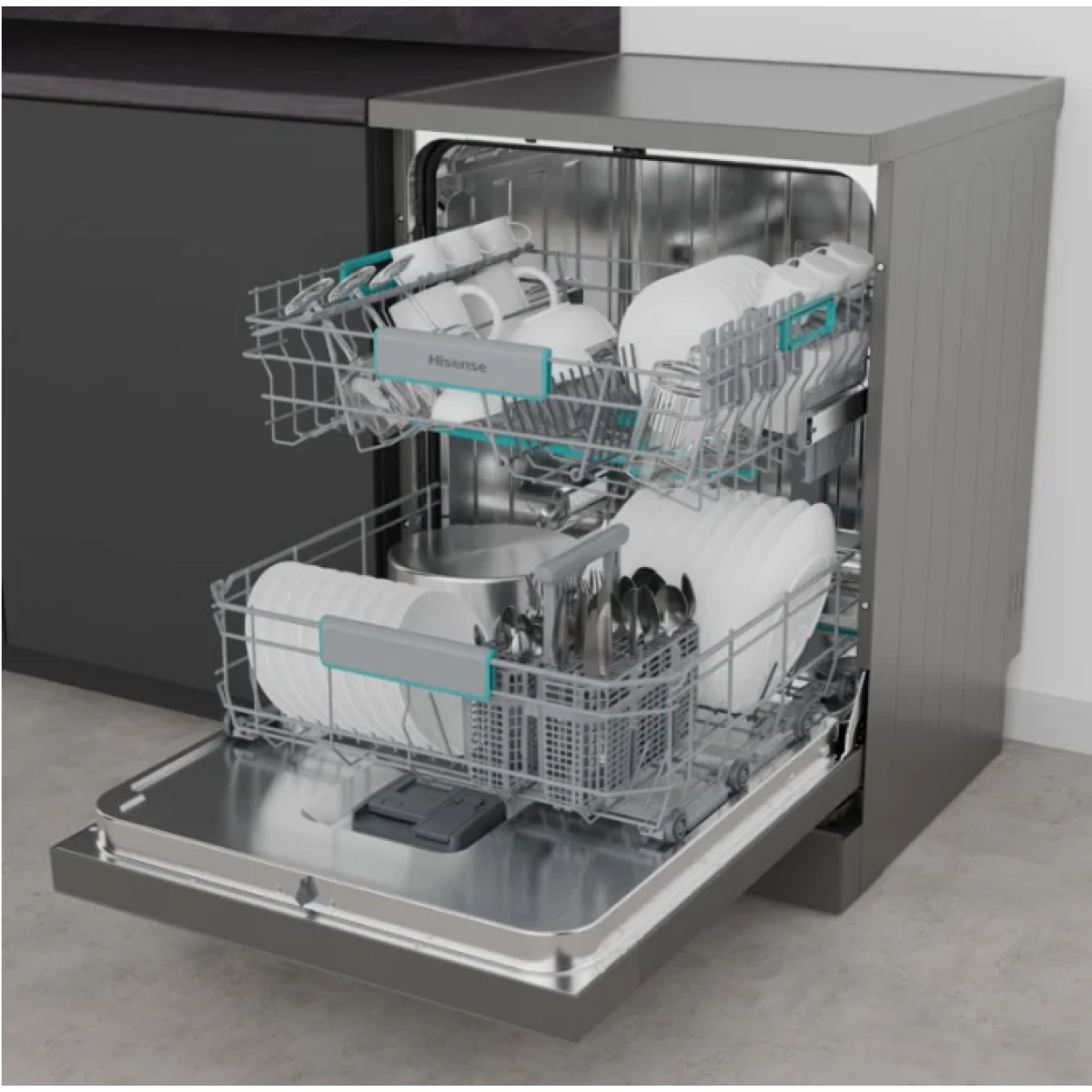 hisense hs662a90x vrijstaand vaatwasser inox - a - quick 20 min - auto dry - 14couverts - afbeelding 8
