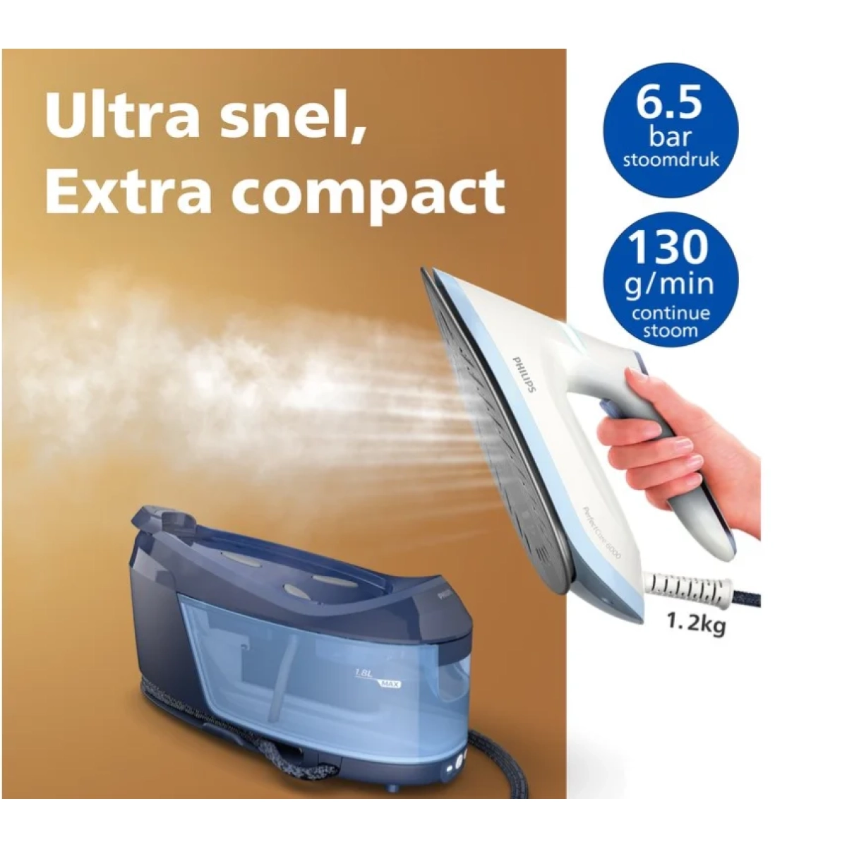 philips  psg6026/20 6000 series stoomgenerator - perfectcare - 6.5 bar - 2400watt - 1.8l - afbeelding 3